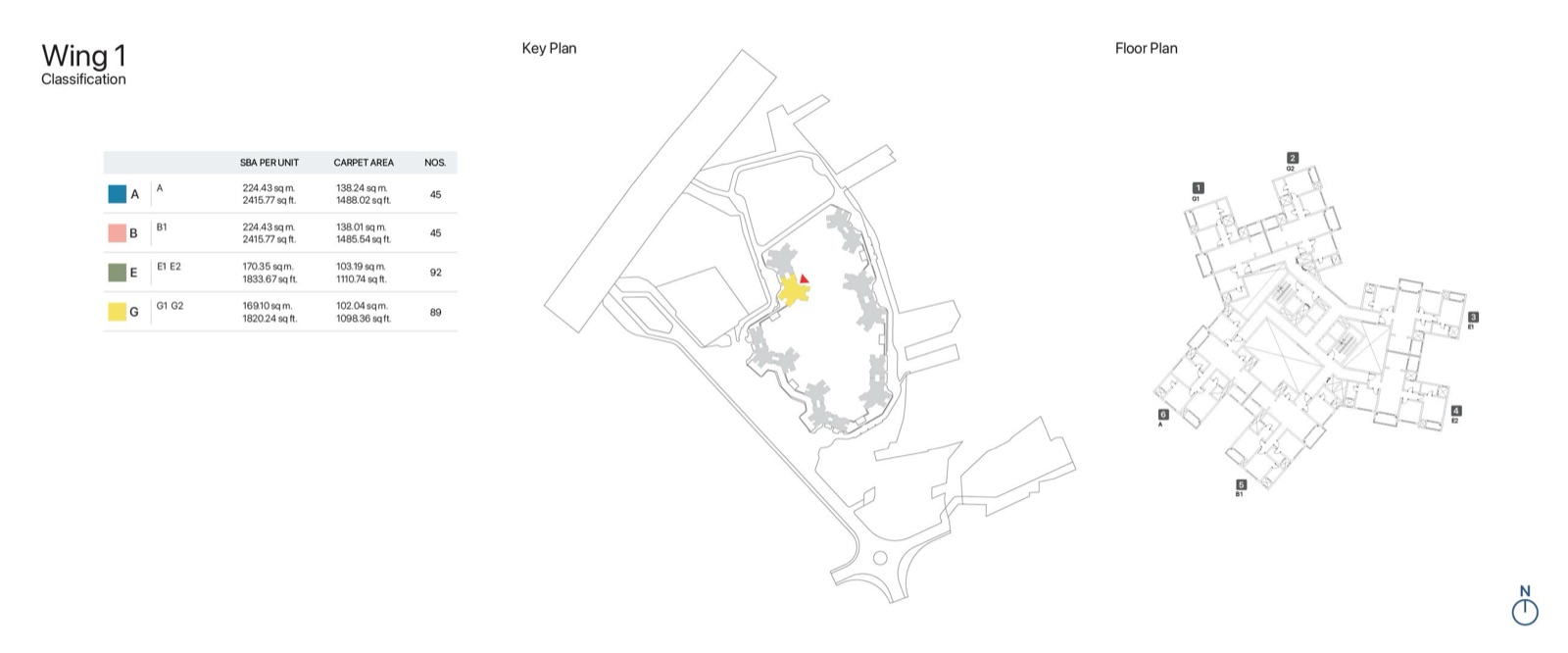 Sobha OneWorld 4 & 3 BHK Grande — Wing 1 floor plan